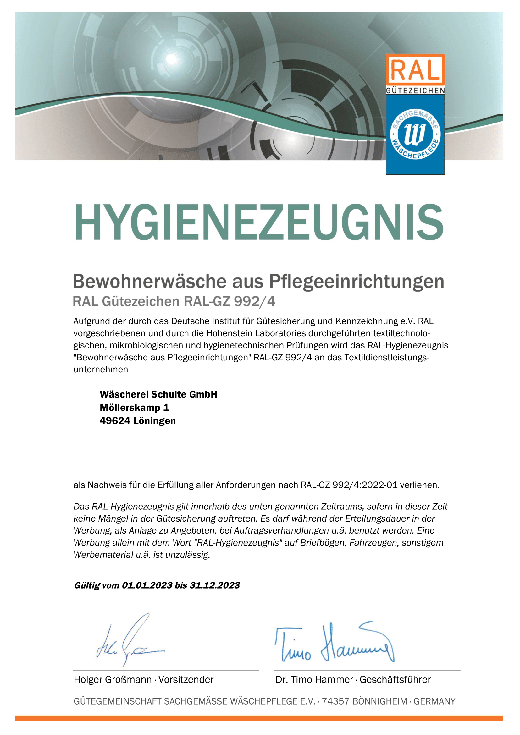 Hygienezeugnis 992-4